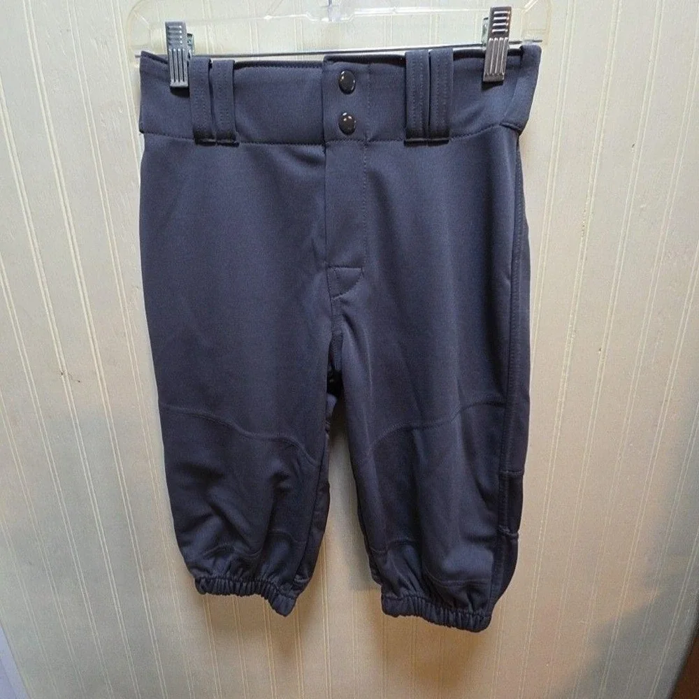 Alleson Athletic Pants Youth Medium Gray Baseball Ankle Elastic Cuff Polyester